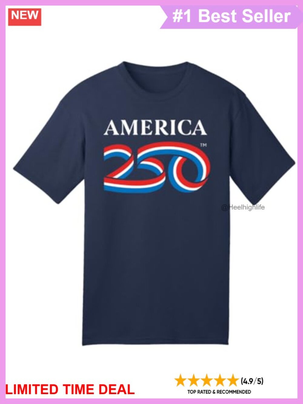 AMERICA 250 USA 250th Anniversary Cotton T-Shirt Crew Neck Relaxed Fit Summer